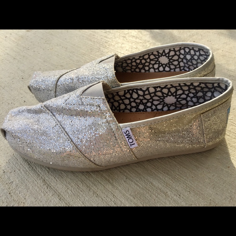 Silver Glitter Toms